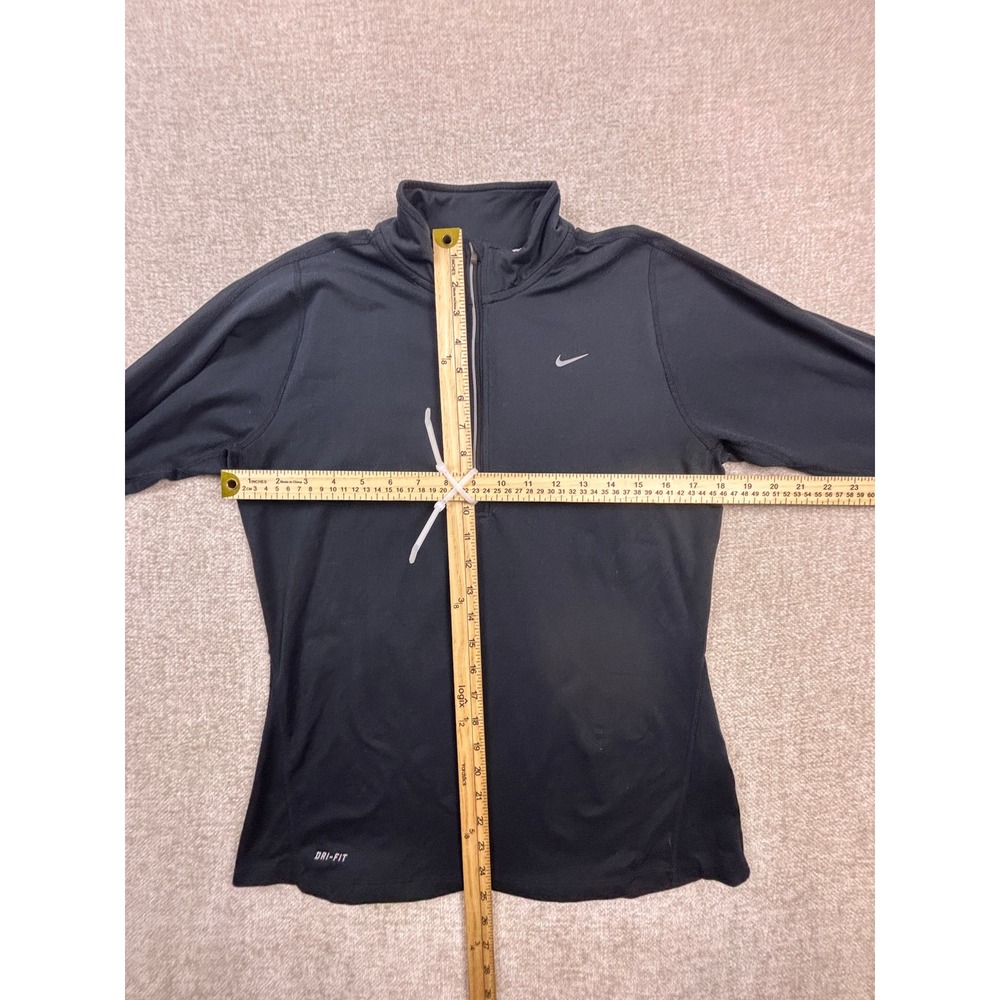 Nike Running Womens Dri-FIT 1/4 Zip Pullover Black Medium Reflective Thumbholes - Picture 5 of 8